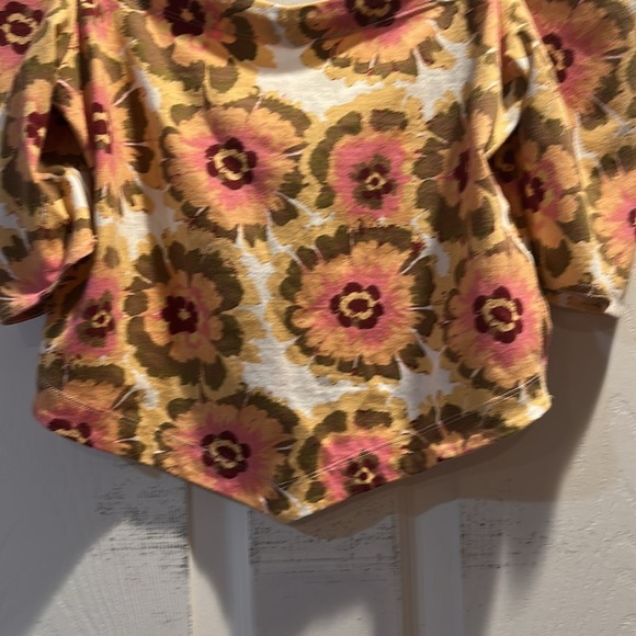 NEW! Free People Give Me More Floral Puff Sleeve Knit Top M Boho - Picture 6 of 8